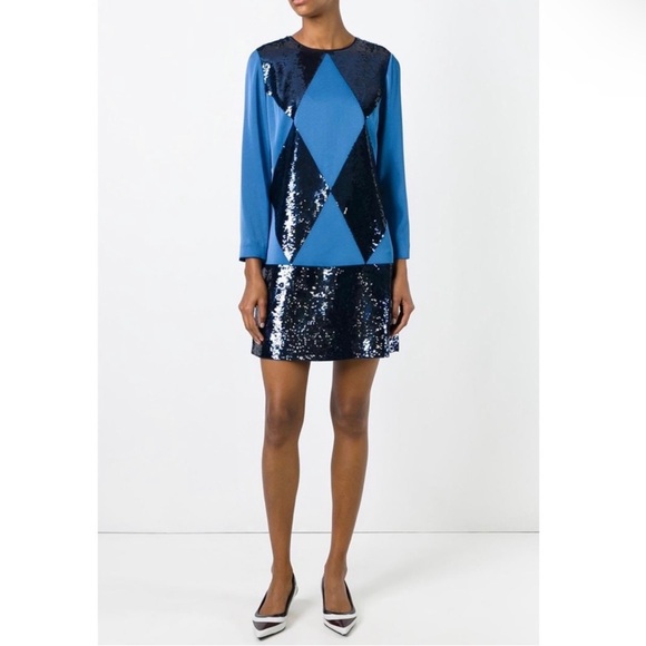 NEW TORY BURCH RUNWAY BLUE SEQUIN LONG SLEEVE MINI DRESS - Picture 11 of 11